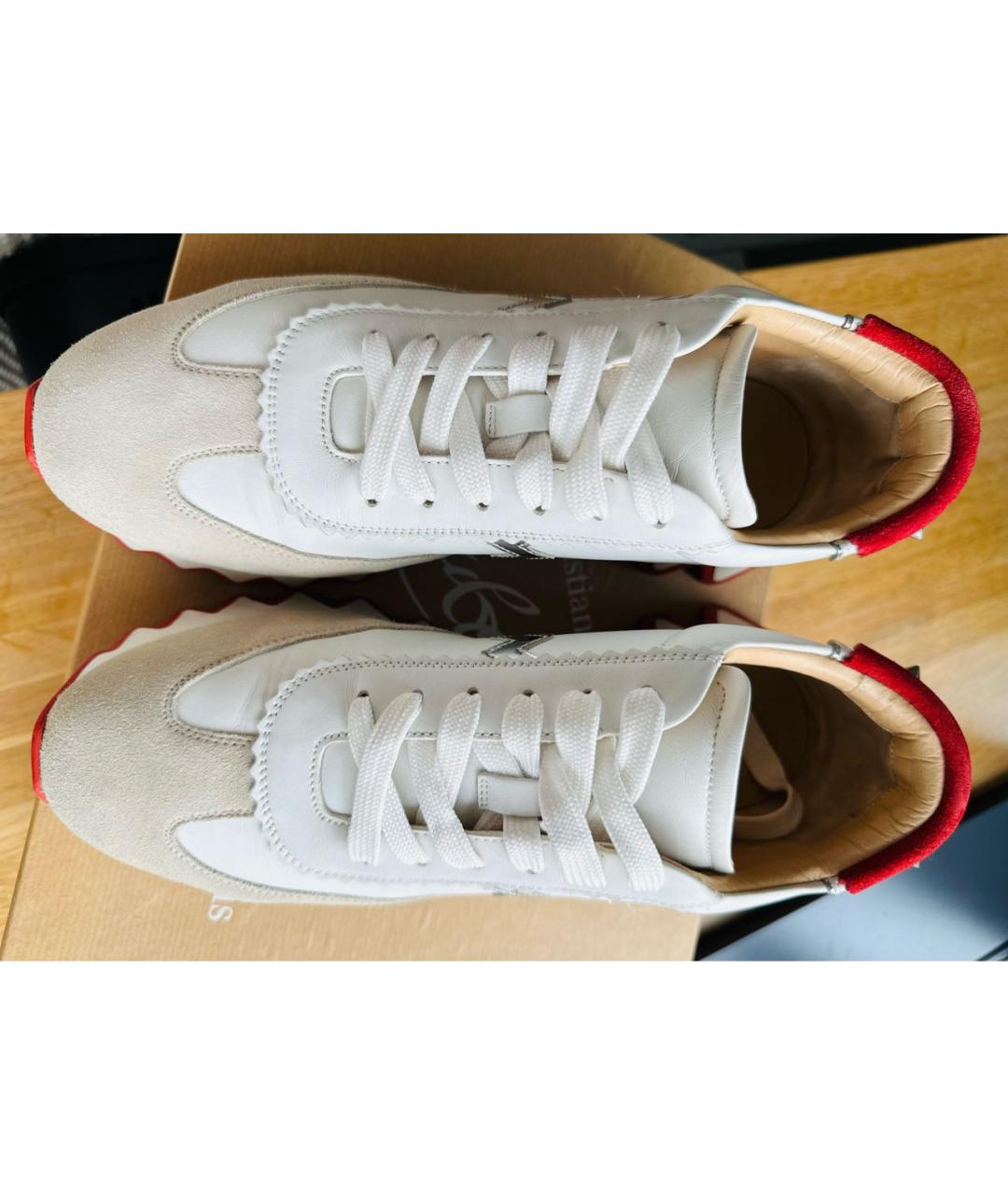CHRISTIAN LOUBOUTIN Белые кожаные кеды, фото 3