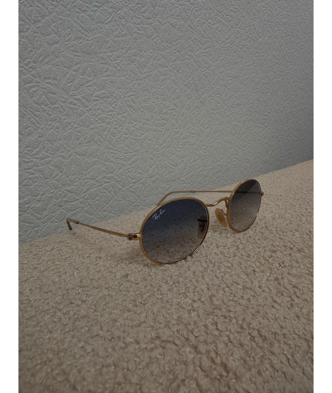 RAY BAN Золотые металлические солнцезащитные очки, фото 2