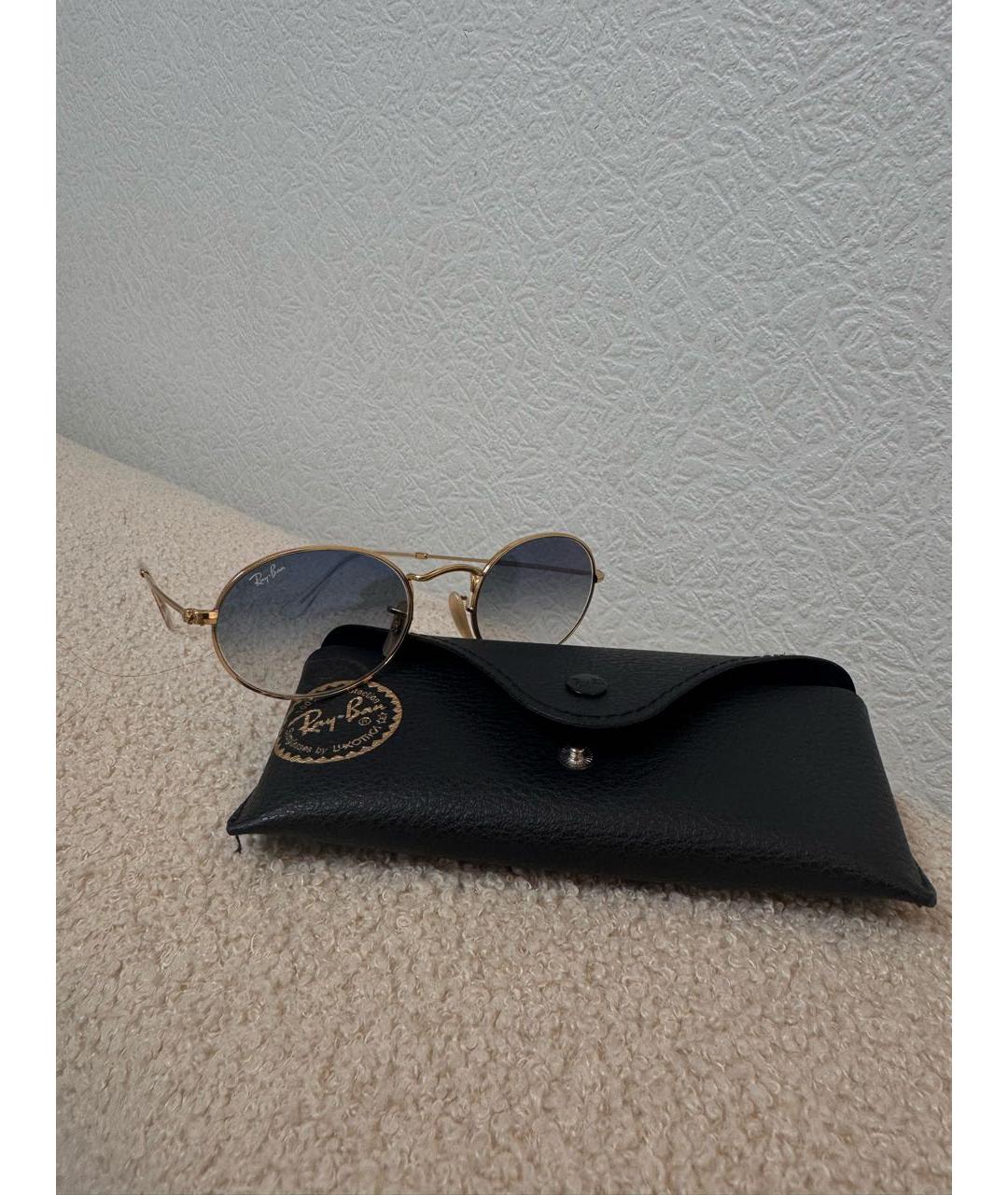 RAY BAN Золотые металлические солнцезащитные очки, фото 3
