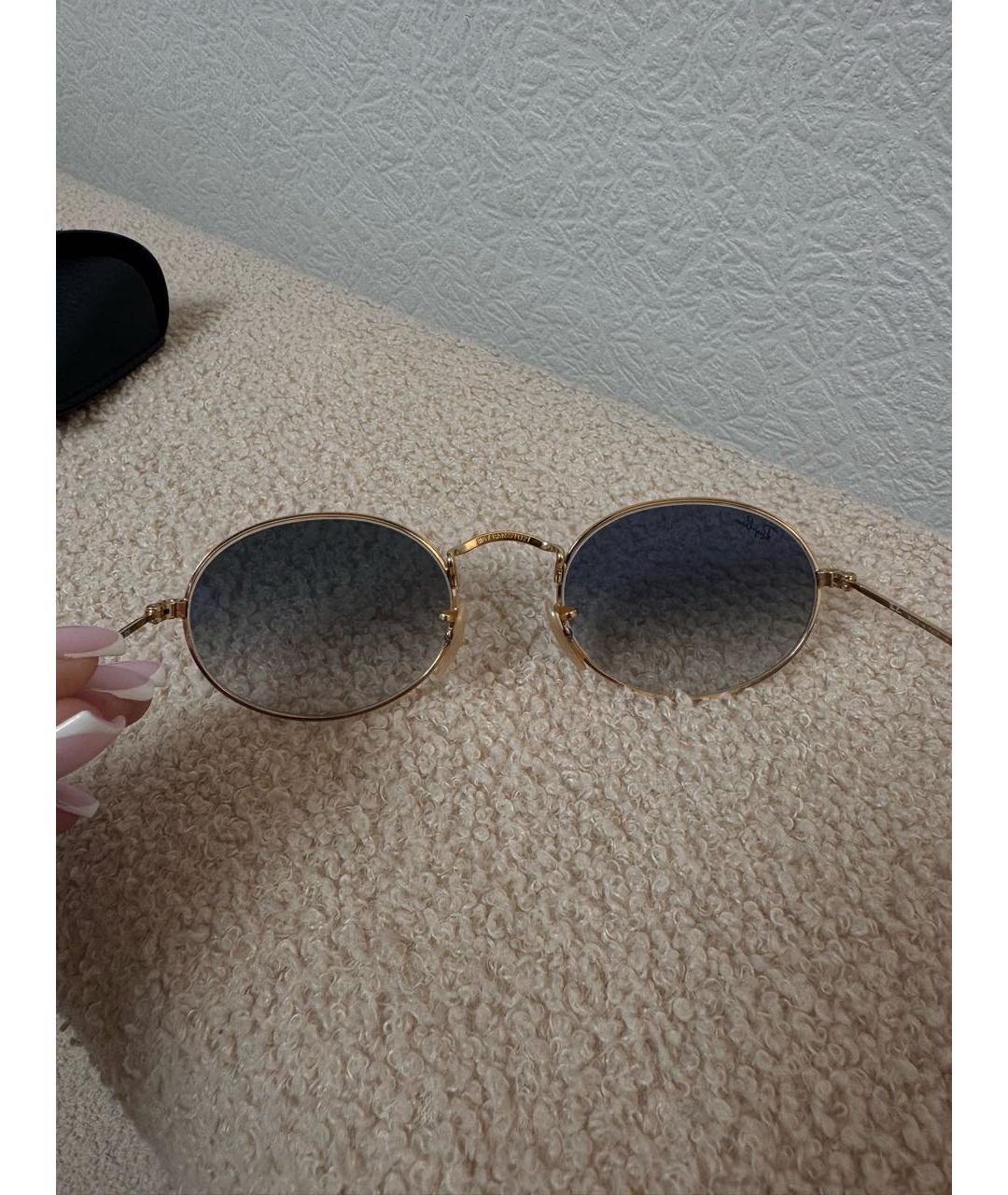 RAY BAN Золотые металлические солнцезащитные очки, фото 5