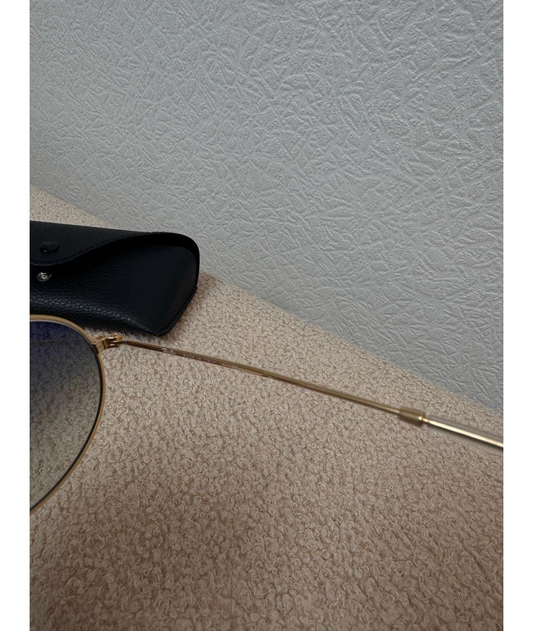 RAY BAN Золотые металлические солнцезащитные очки, фото 6
