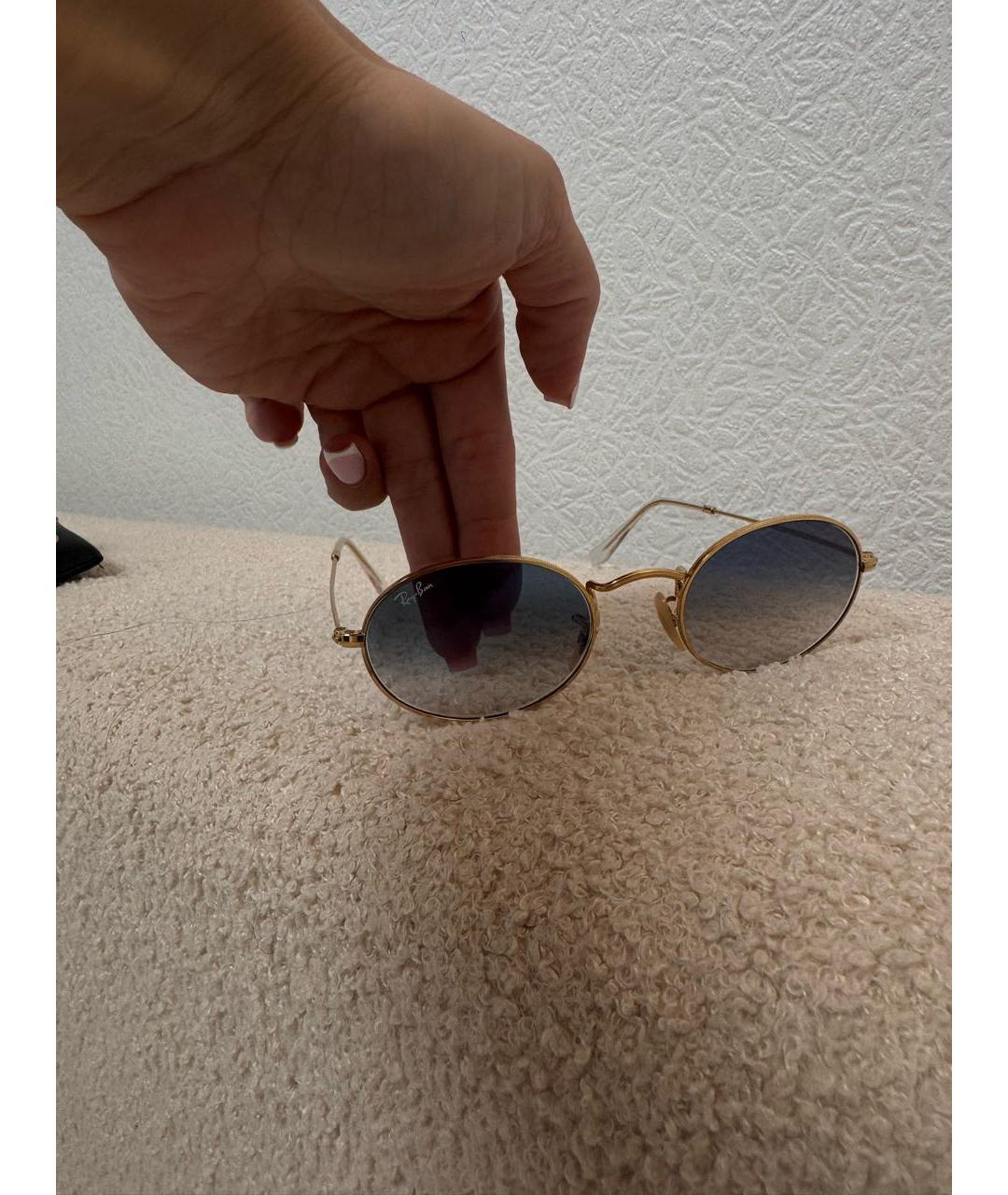 RAY BAN Золотые металлические солнцезащитные очки, фото 4