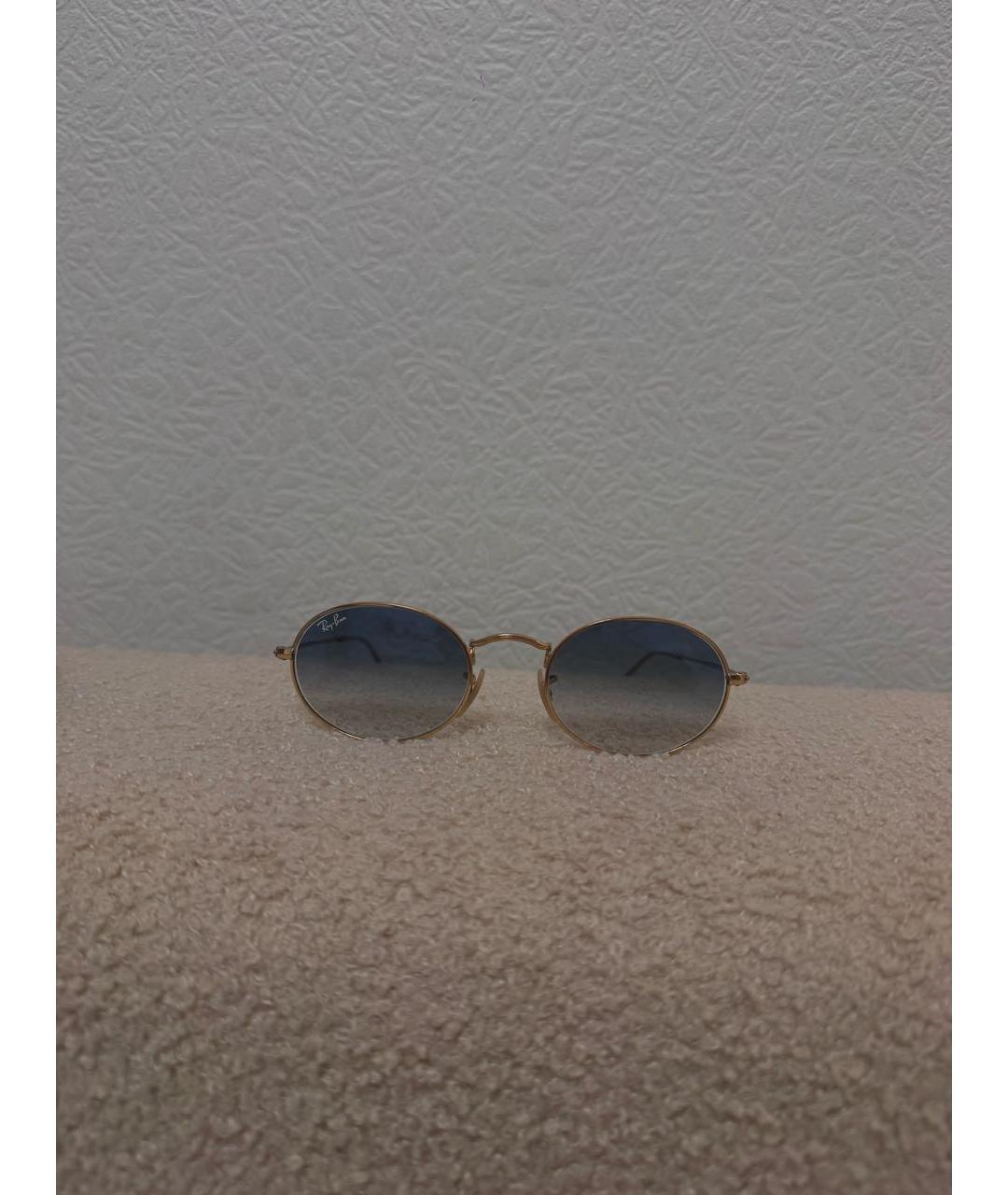RAY BAN Золотые металлические солнцезащитные очки, фото 7