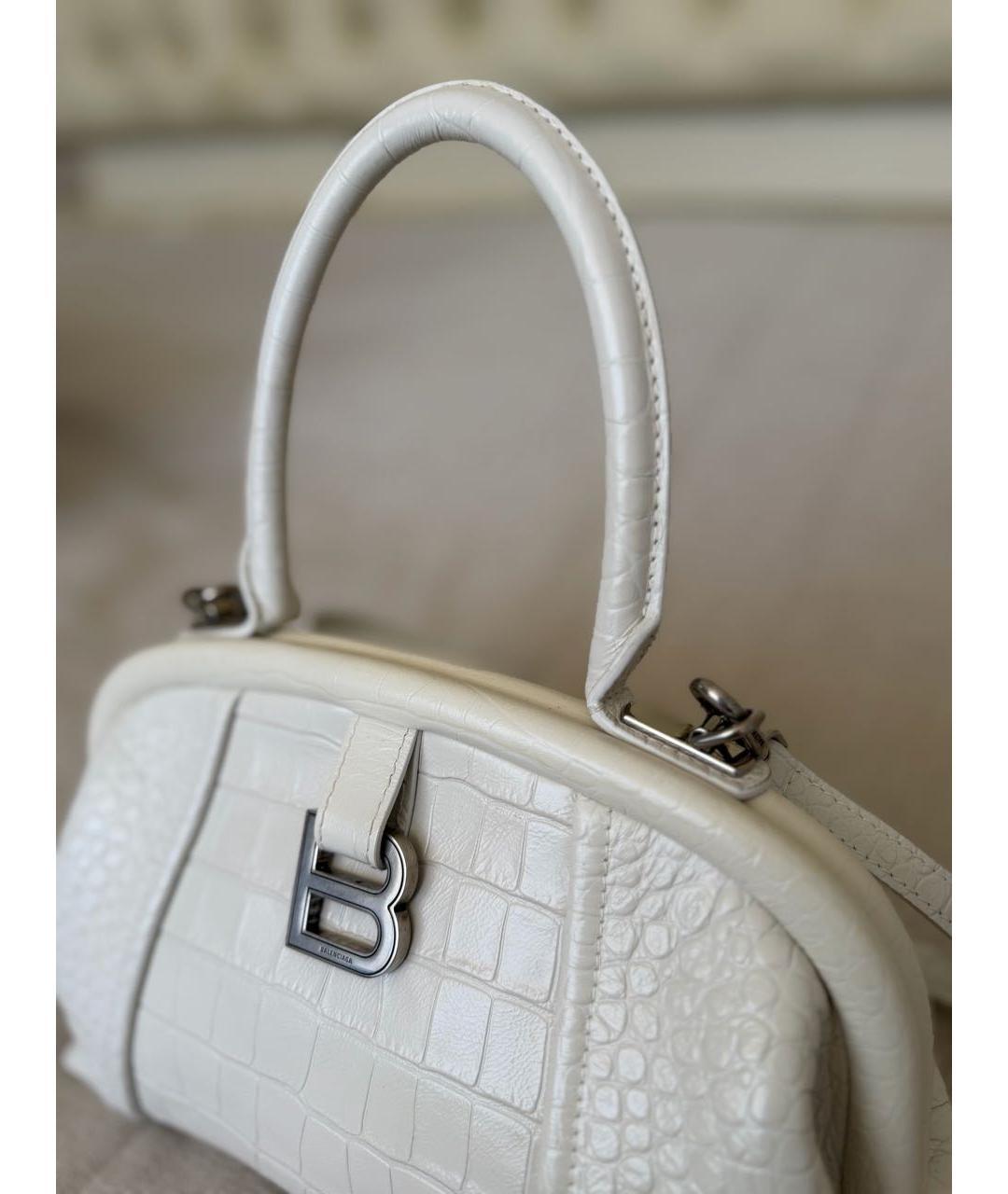 BALENCIAGA Белая кожаная сумка с короткими ручками, фото 6