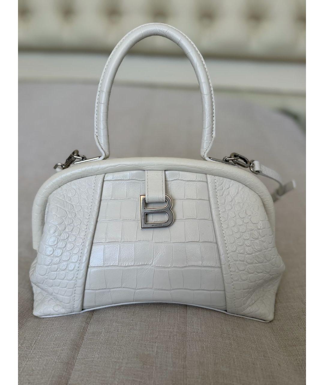BALENCIAGA Белая кожаная сумка с короткими ручками, фото 9