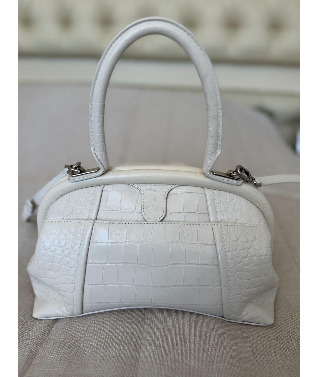 BALENCIAGA Белая кожаная сумка с короткими ручками, фото 3