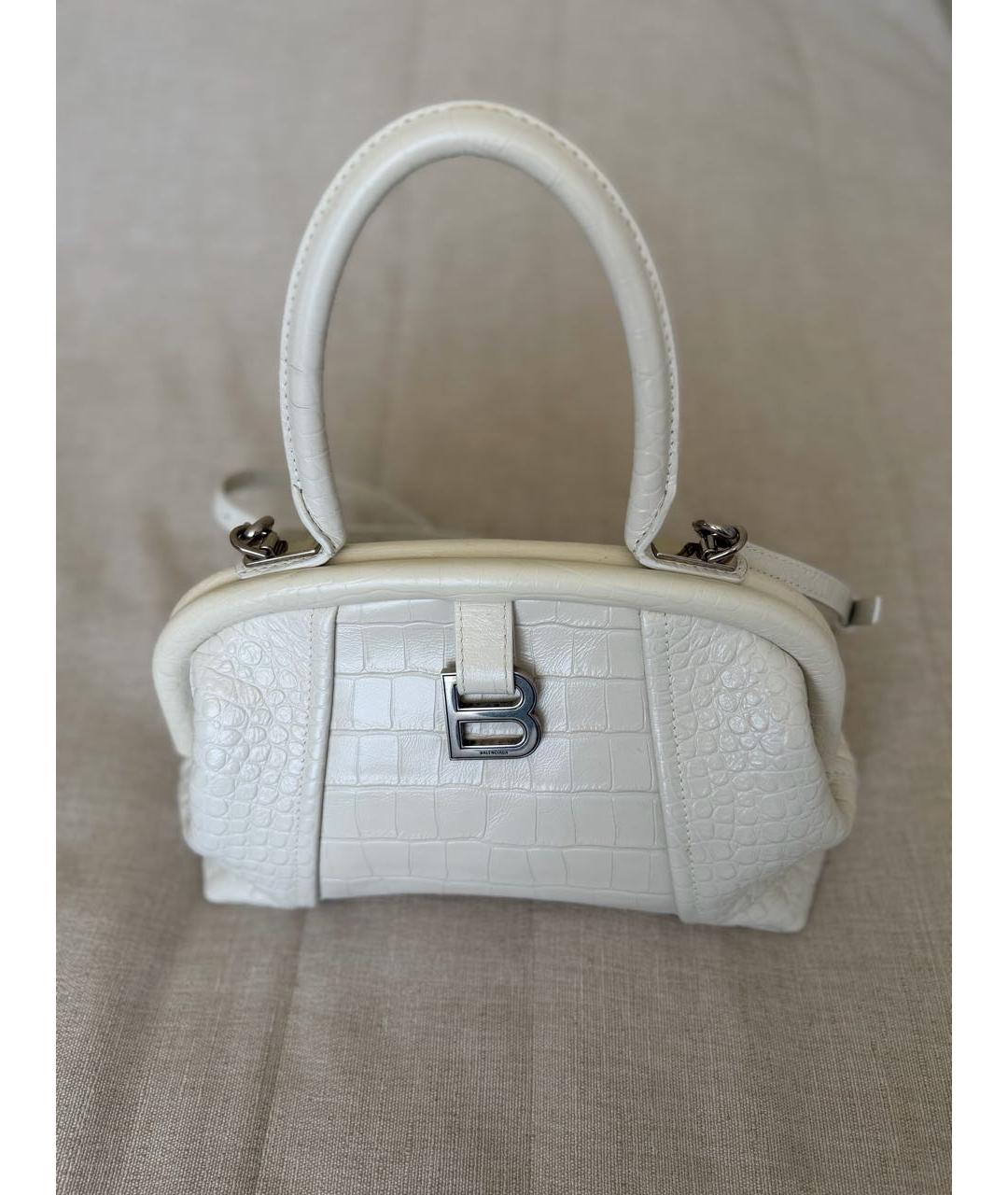 BALENCIAGA Белая кожаная сумка с короткими ручками, фото 5
