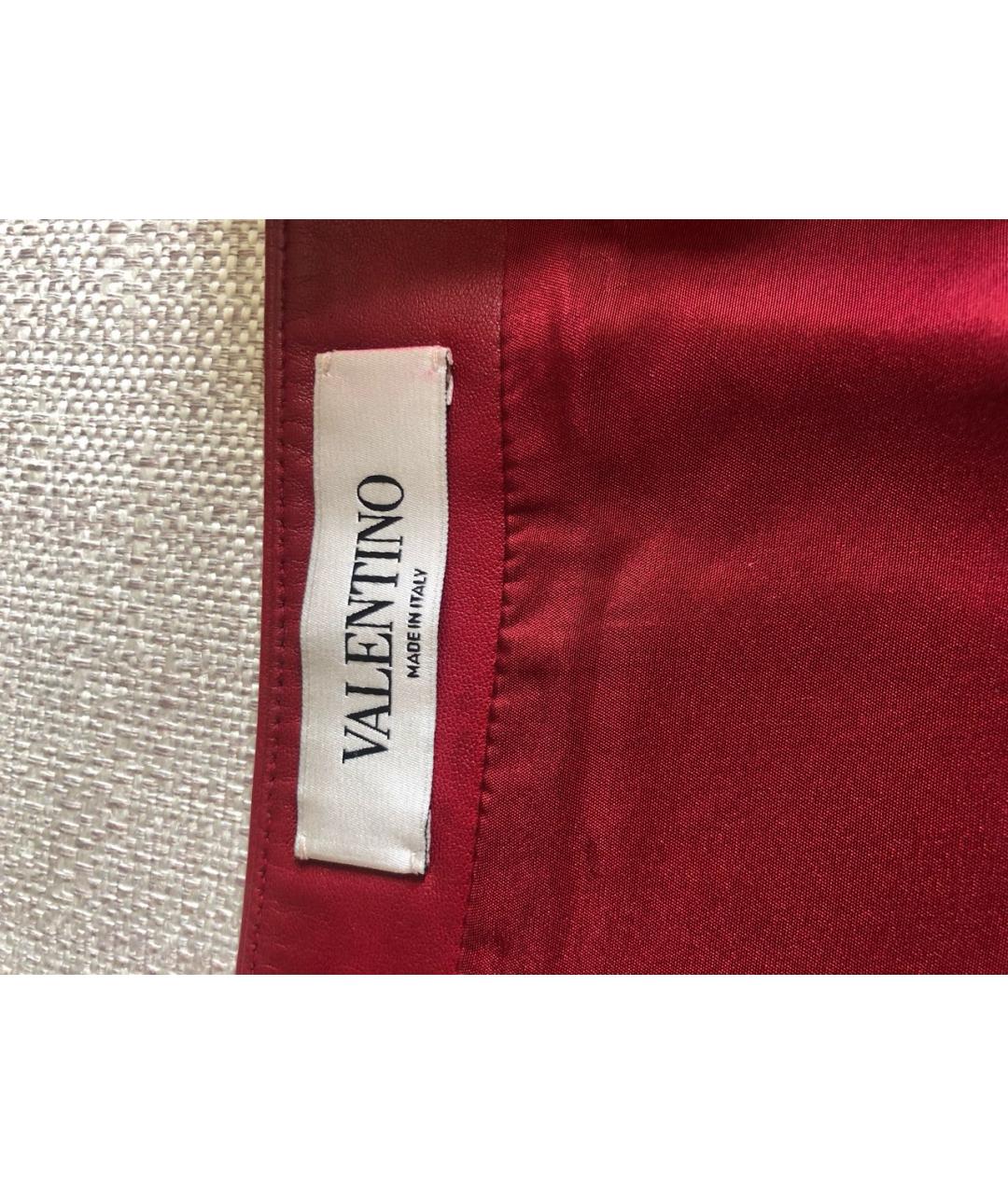 VALENTINO Красная кожаная юбка мини, фото 5