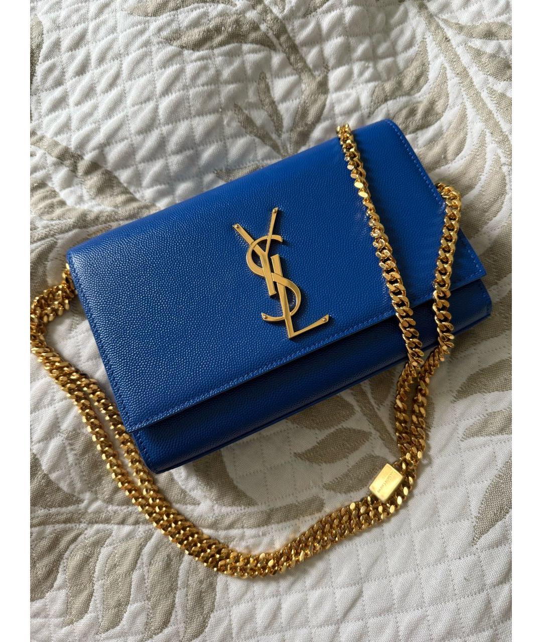 SAINT LAURENT Темно-синяя кожаная сумка через плечо, фото 8