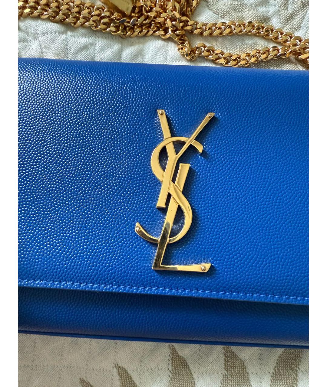 SAINT LAURENT Темно-синяя кожаная сумка через плечо, фото 5