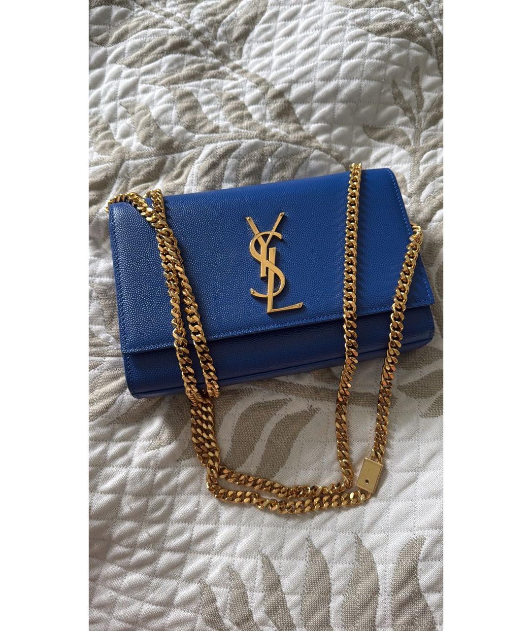 SAINT LAURENT Темно-синяя кожаная сумка через плечо, фото 2