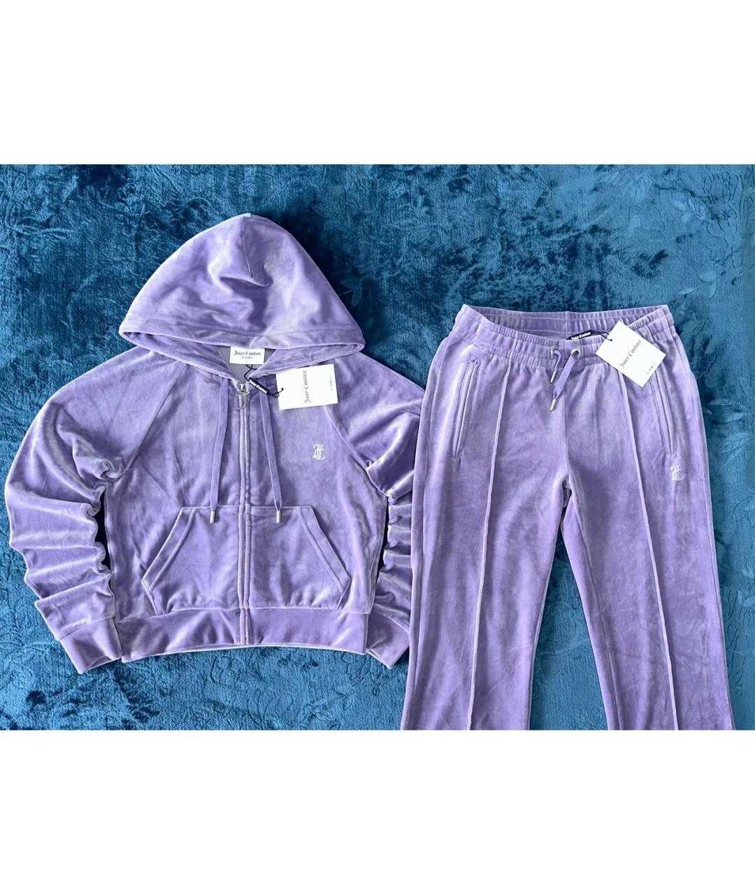 JUICY COUTURE Фиолетовый велюровый костюм с брюками, фото 2
