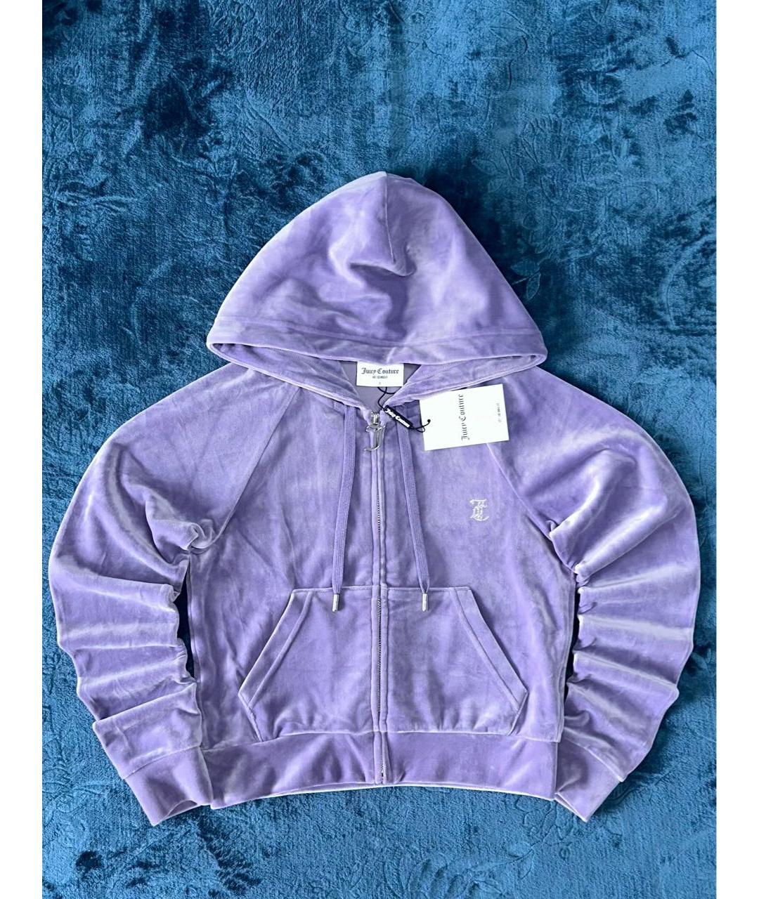 JUICY COUTURE Фиолетовый велюровый костюм с брюками, фото 4