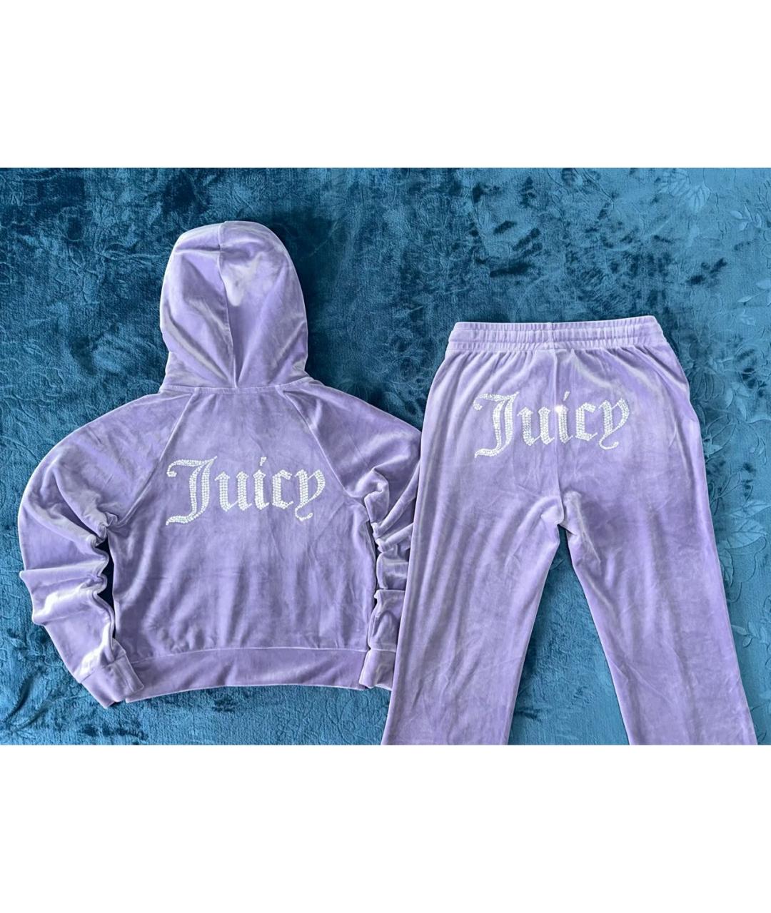 JUICY COUTURE Фиолетовый велюровый костюм с брюками, фото 7