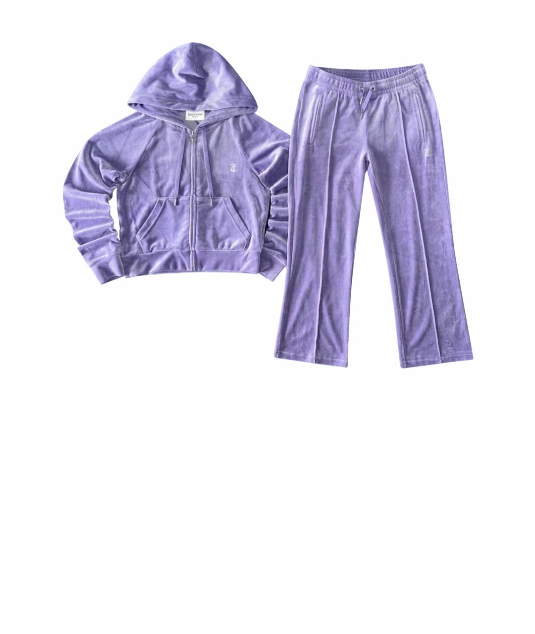 JUICY COUTURE Фиолетовый велюровый костюм с брюками, фото 1