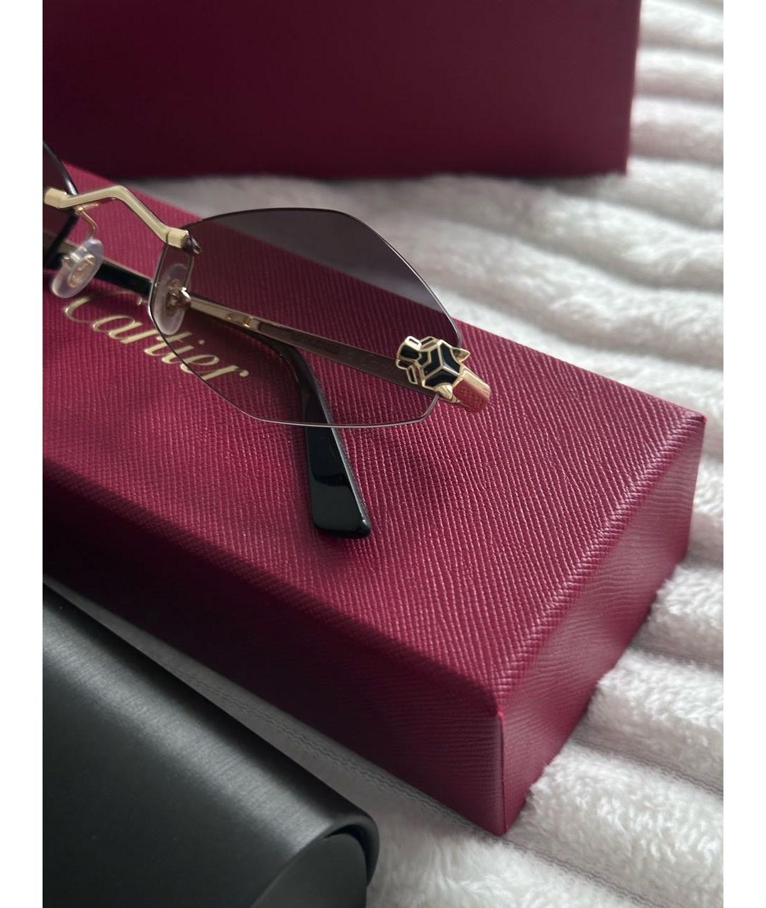 CARTIER Коричневые металлические солнцезащитные очки, фото 3