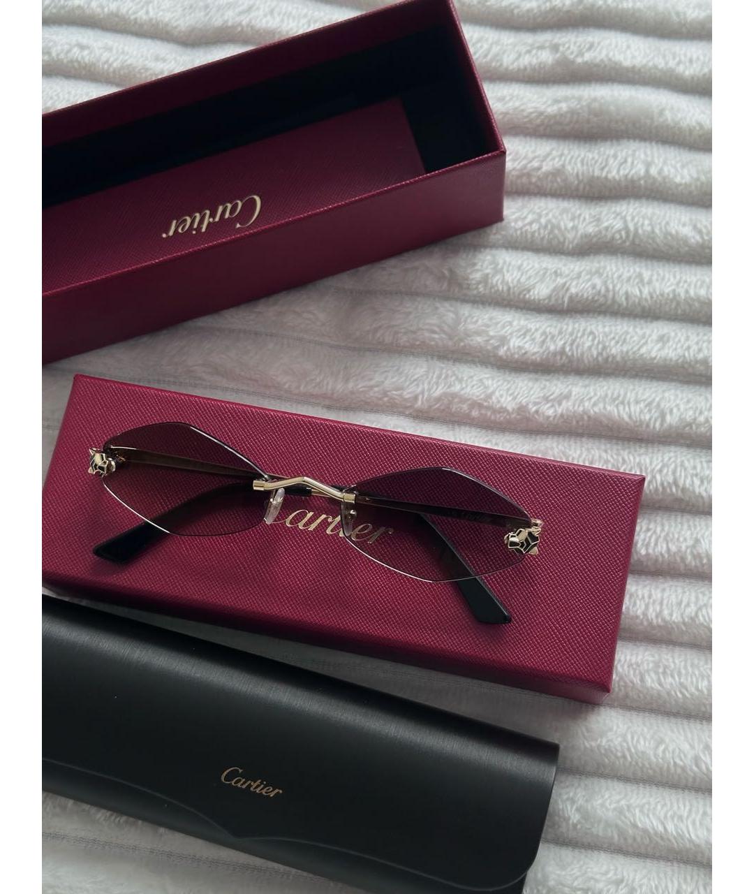 CARTIER Коричневые металлические солнцезащитные очки, фото 5