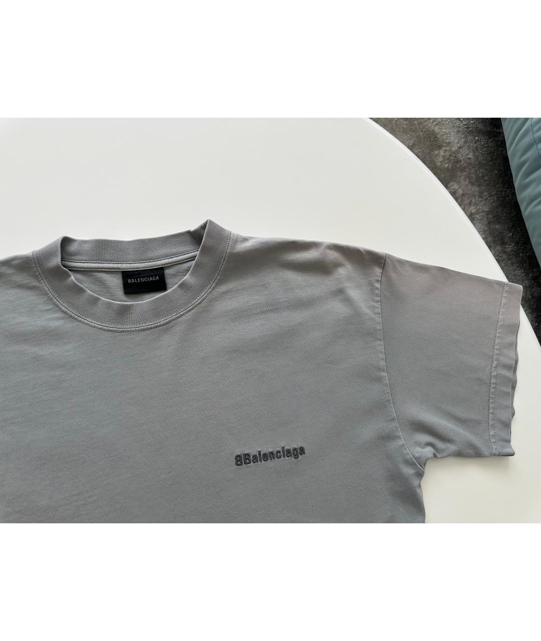 BALENCIAGA Серая хлопковая футболка, фото 3