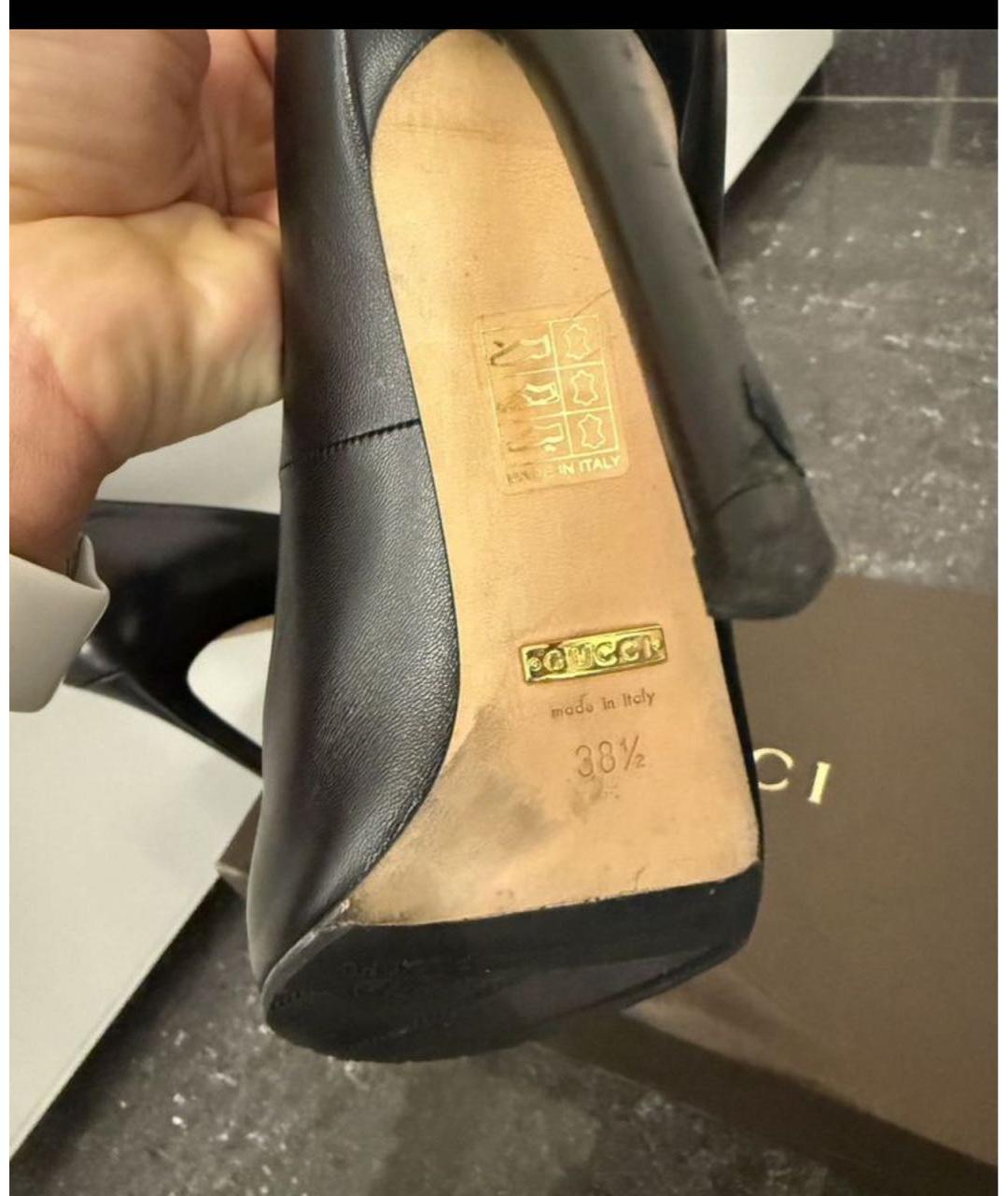 GUCCI Черные кожаные туфли, фото 7