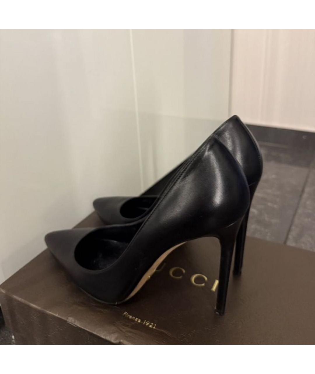 GUCCI Черные кожаные туфли, фото 5