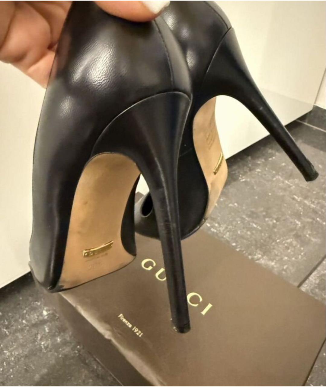 GUCCI Черные кожаные туфли, фото 4