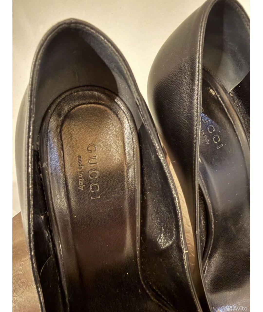 GUCCI Черные кожаные туфли, фото 3