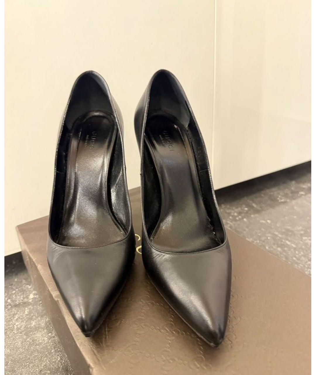 GUCCI Черные кожаные туфли, фото 2