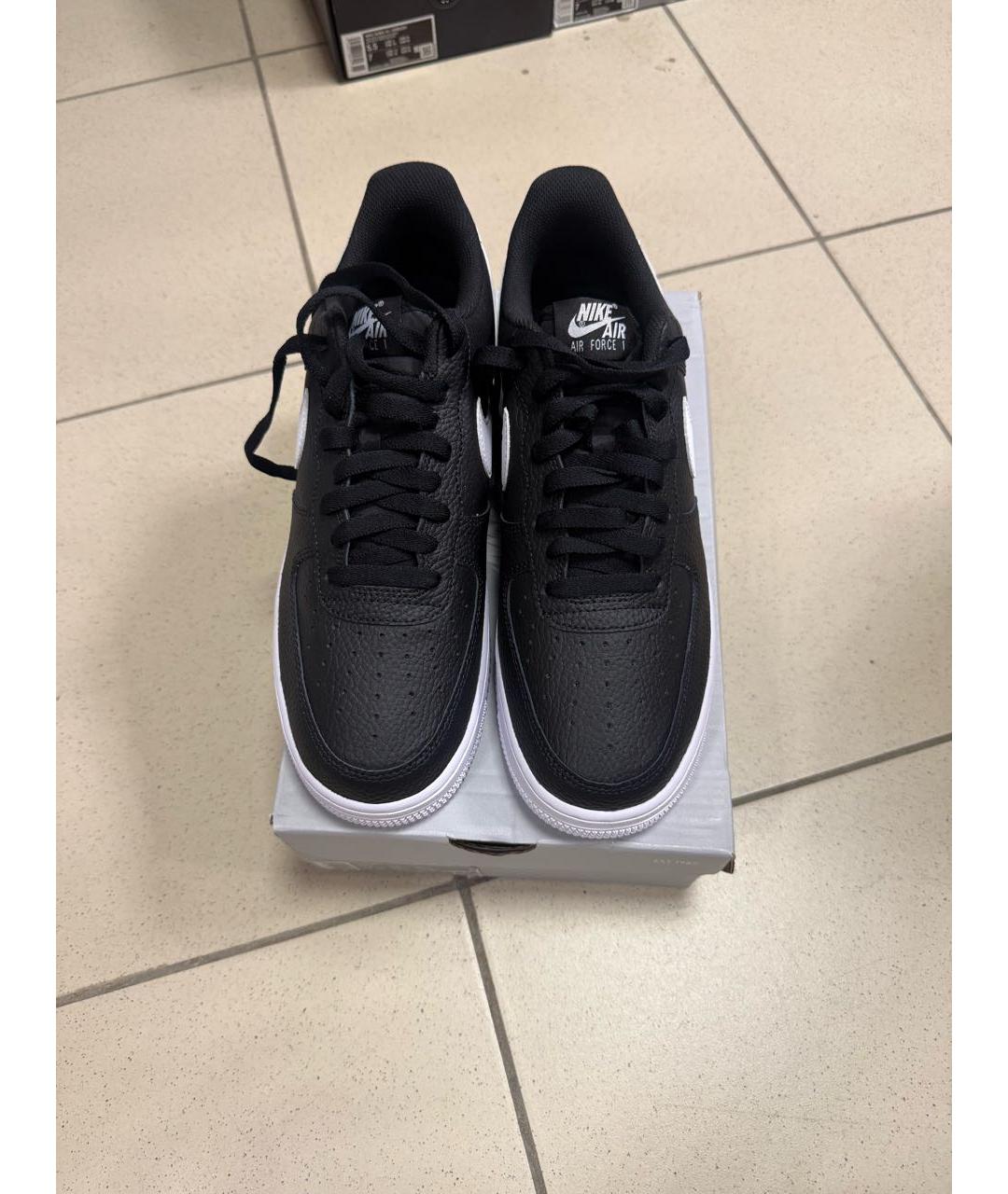 NIKE Черные кожаные низкие кроссовки / кеды, фото 3