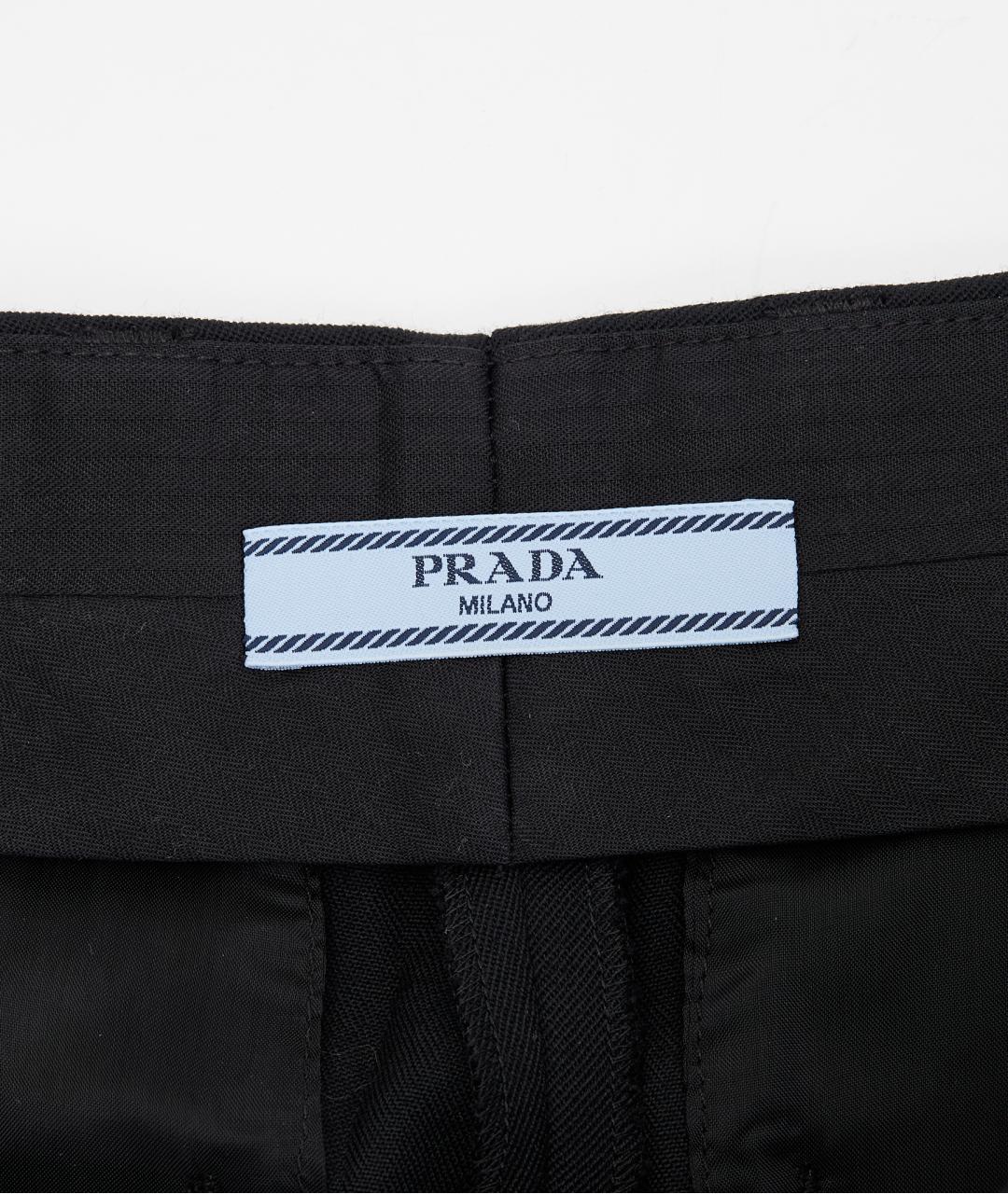 PRADA Черные шерстяные прямые брюки, фото 3