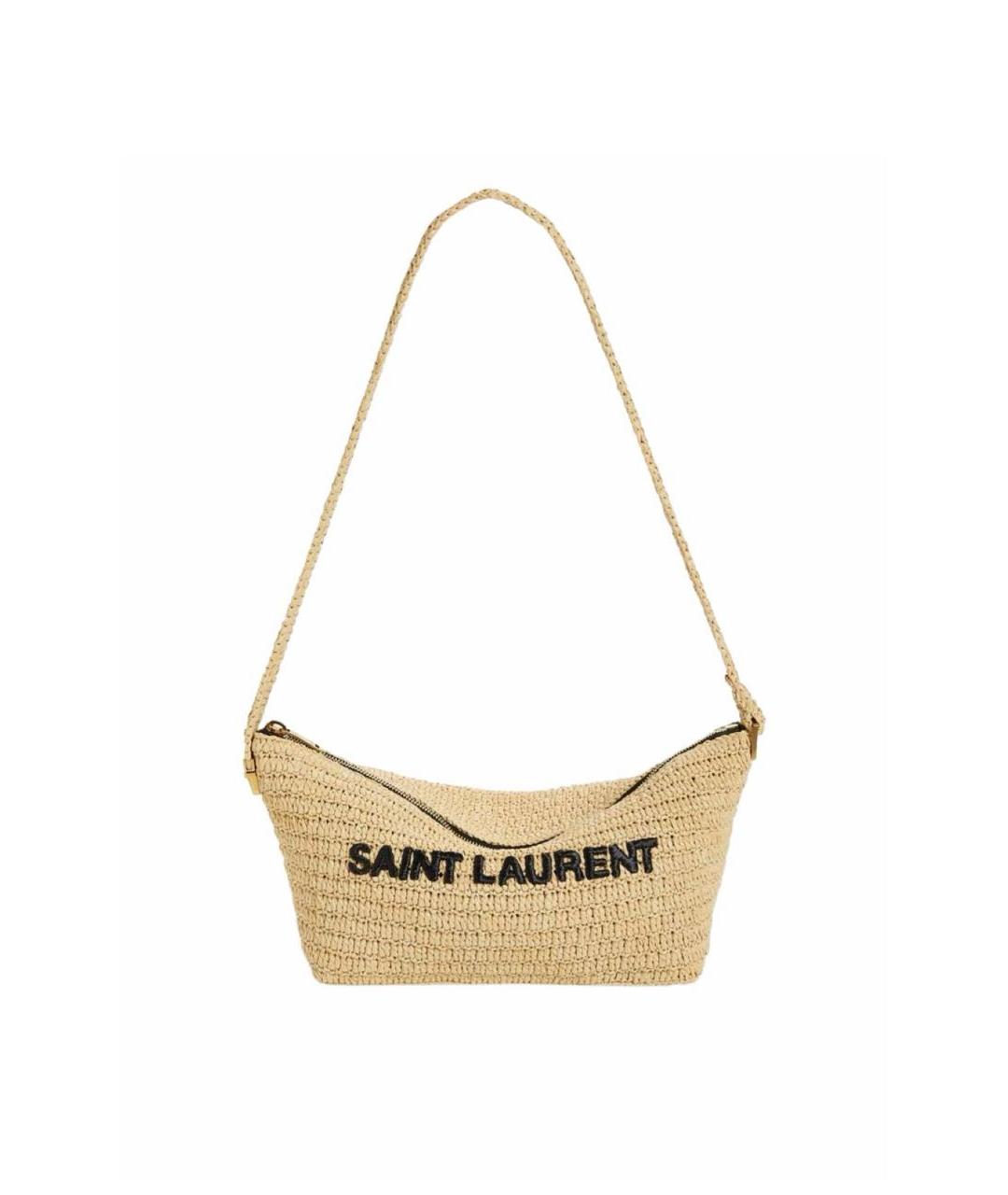 SAINT LAURENT Бежевая плетеная пляжная сумка, фото 6