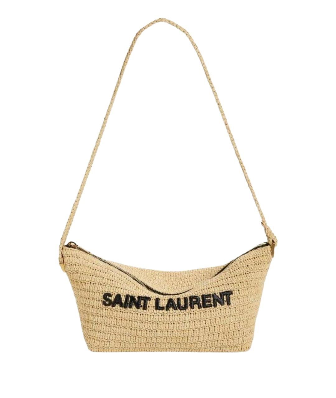 SAINT LAURENT Бежевая плетеная пляжная сумка, фото 1