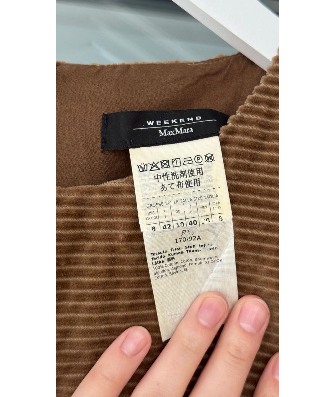 WEEKEND MAX MARA Коричневое хлопковое повседневное платье, фото 3