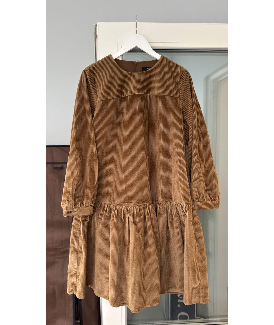 WEEKEND MAX MARA Коричневое хлопковое повседневное платье, фото 9