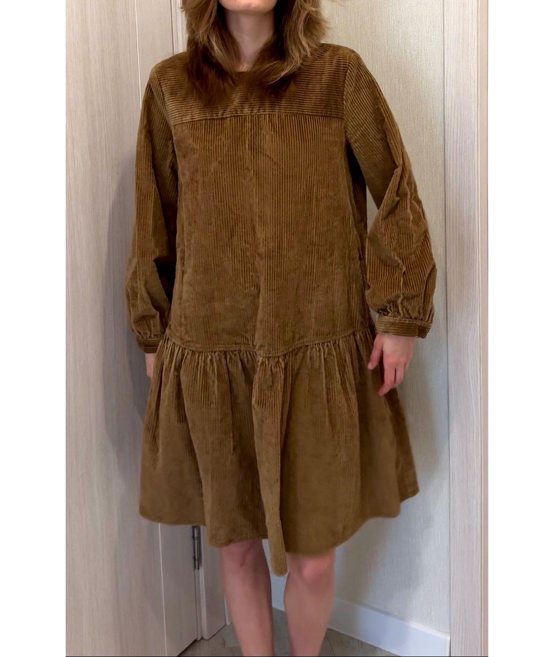 WEEKEND MAX MARA Коричневое хлопковое повседневное платье, фото 8