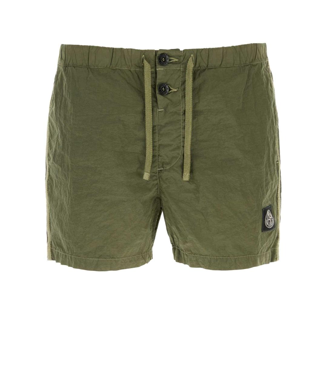 STONE ISLAND Зеленые синтетические шорты, фото 1