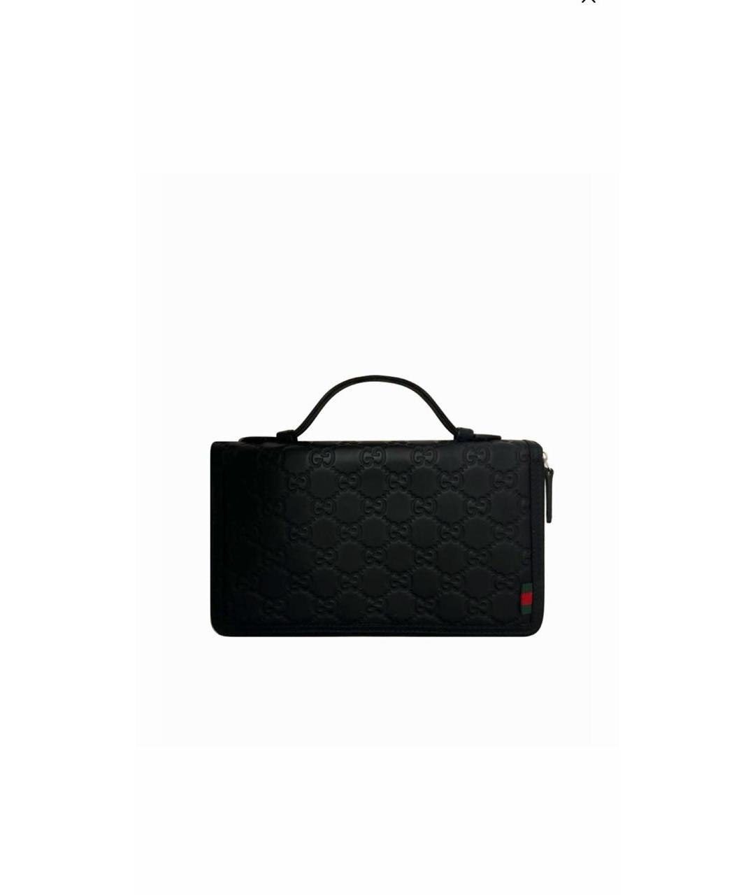 GUCCI Черная кожаная барсетка, фото 1