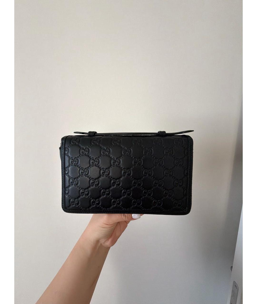 GUCCI Черная кожаная барсетка, фото 3