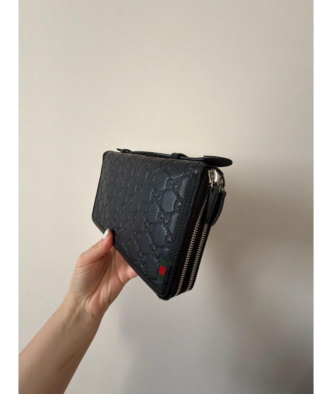 GUCCI Черная кожаная барсетка, фото 2