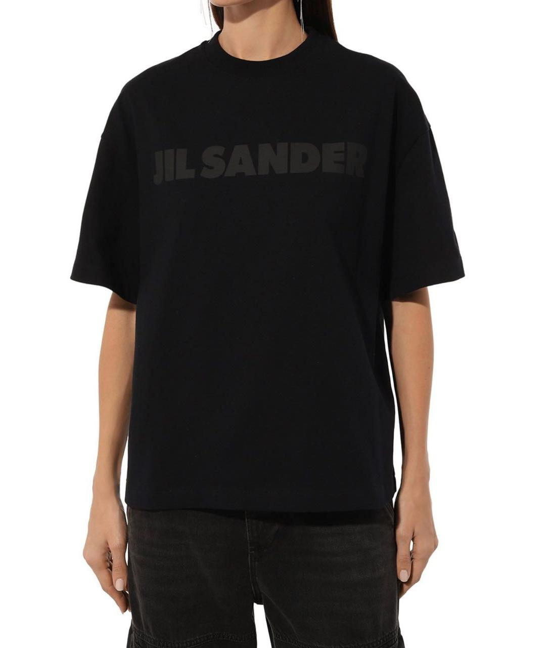 JIL SANDER Черная хлопковая футболка, фото 2