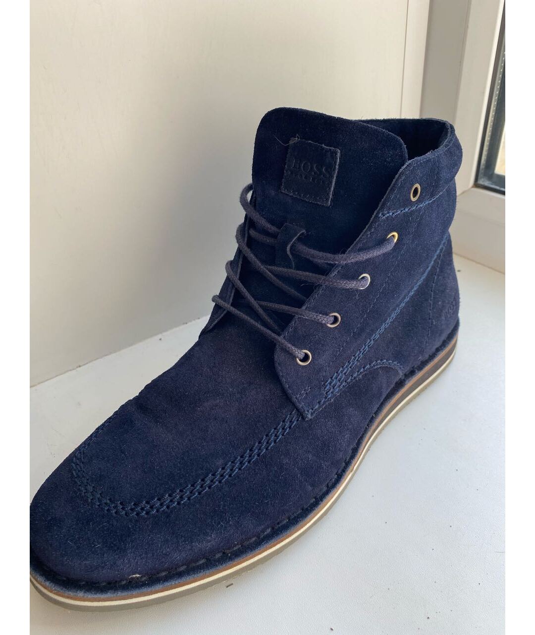 HUGO BOSS Темно-синие замшевые высокие ботинки, фото 3
