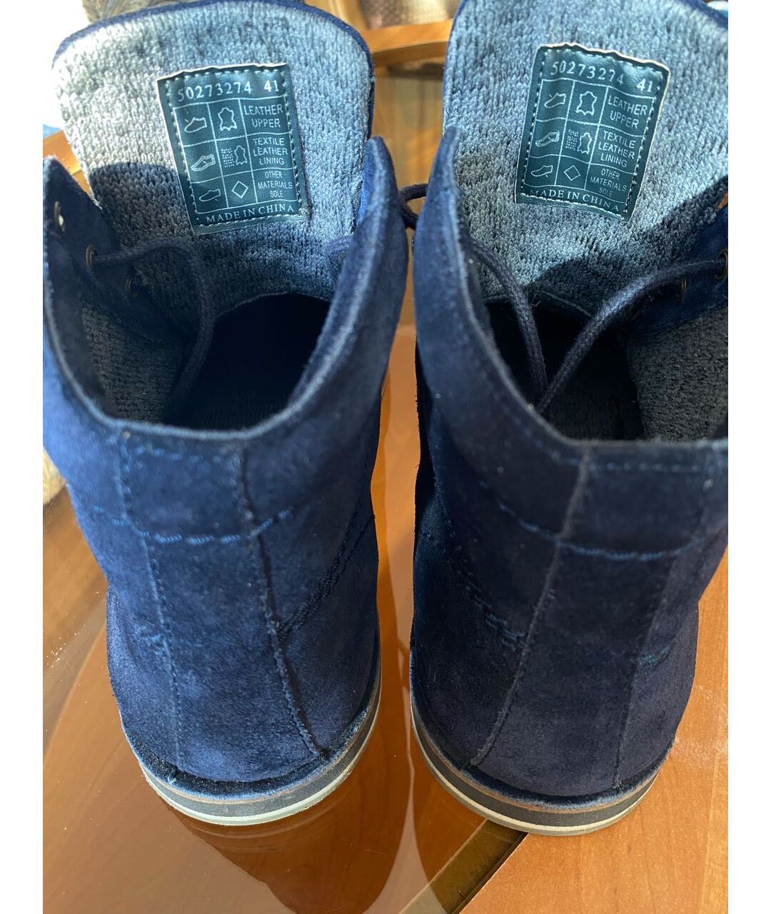 HUGO BOSS Темно-синие замшевые высокие ботинки, фото 4