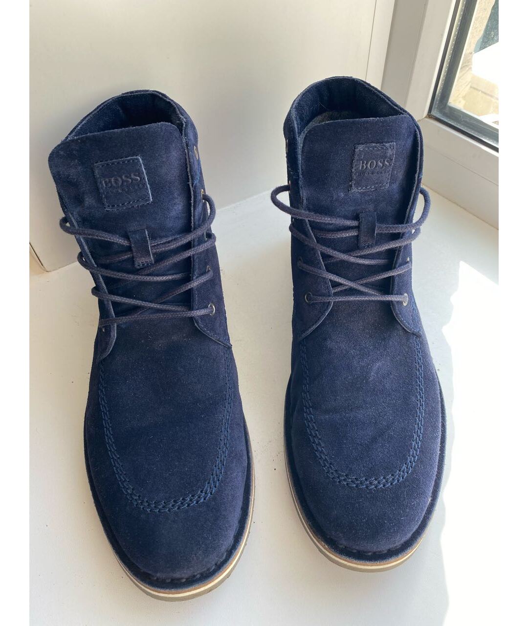 HUGO BOSS Темно-синие замшевые высокие ботинки, фото 2