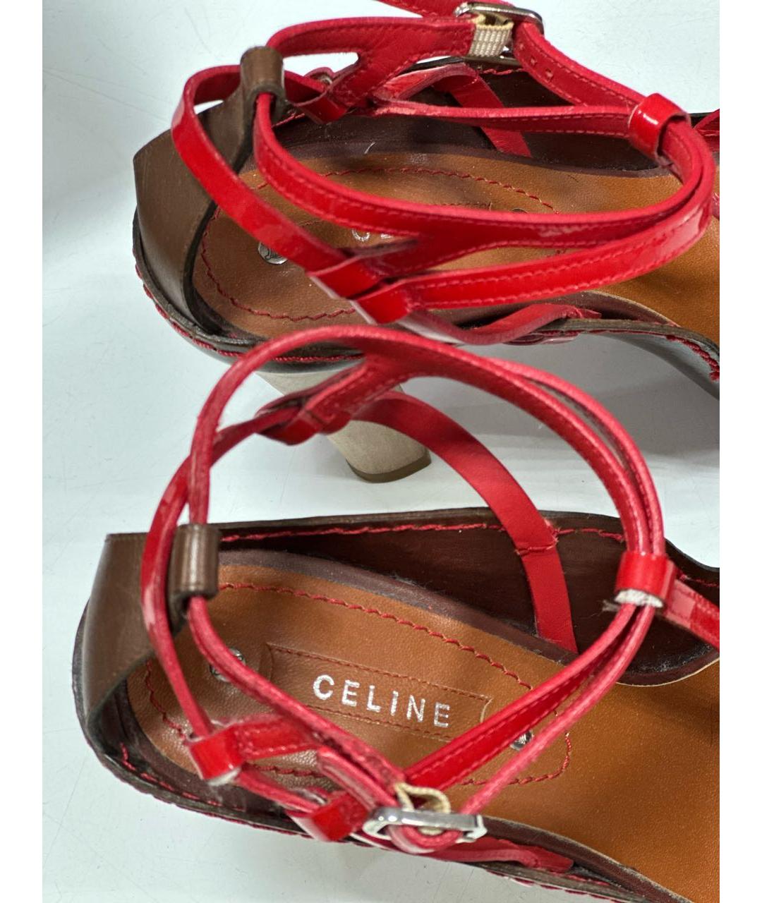 CELINE Красные босоножки из лакированной кожи, фото 5