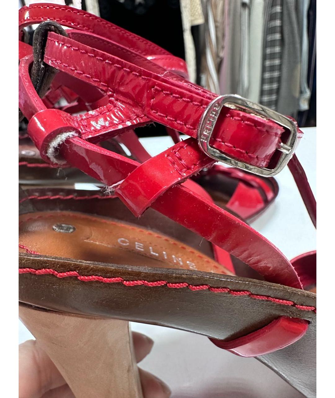 CELINE Красные босоножки из лакированной кожи, фото 6