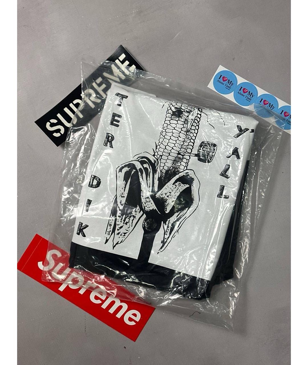 SUPREME Черная хлопковая футболка, фото 4