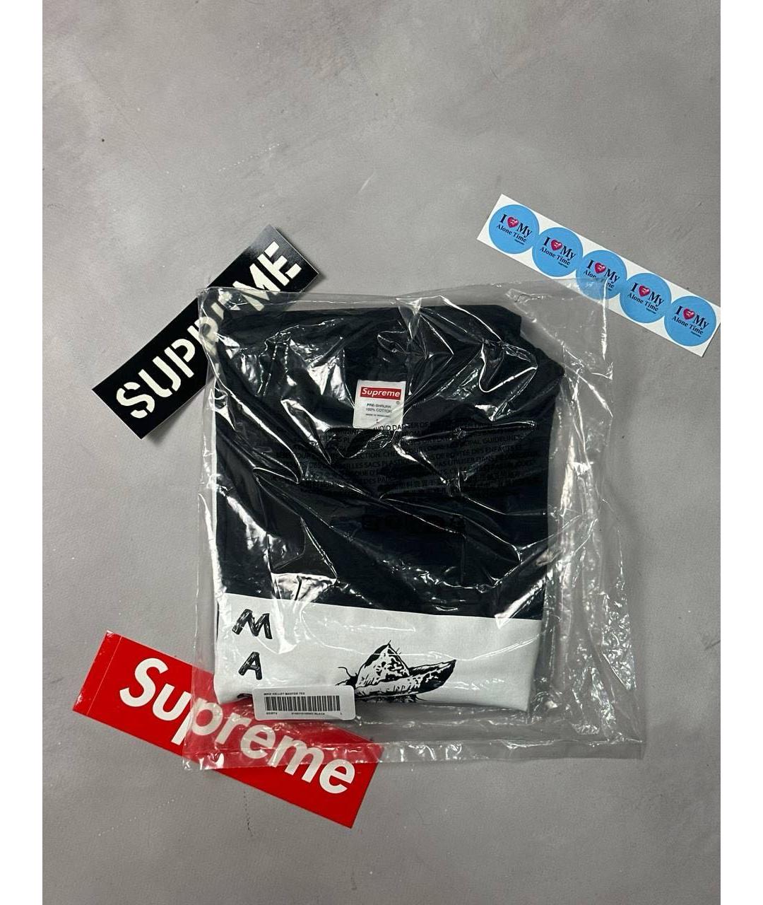 SUPREME Черная хлопковая футболка, фото 3