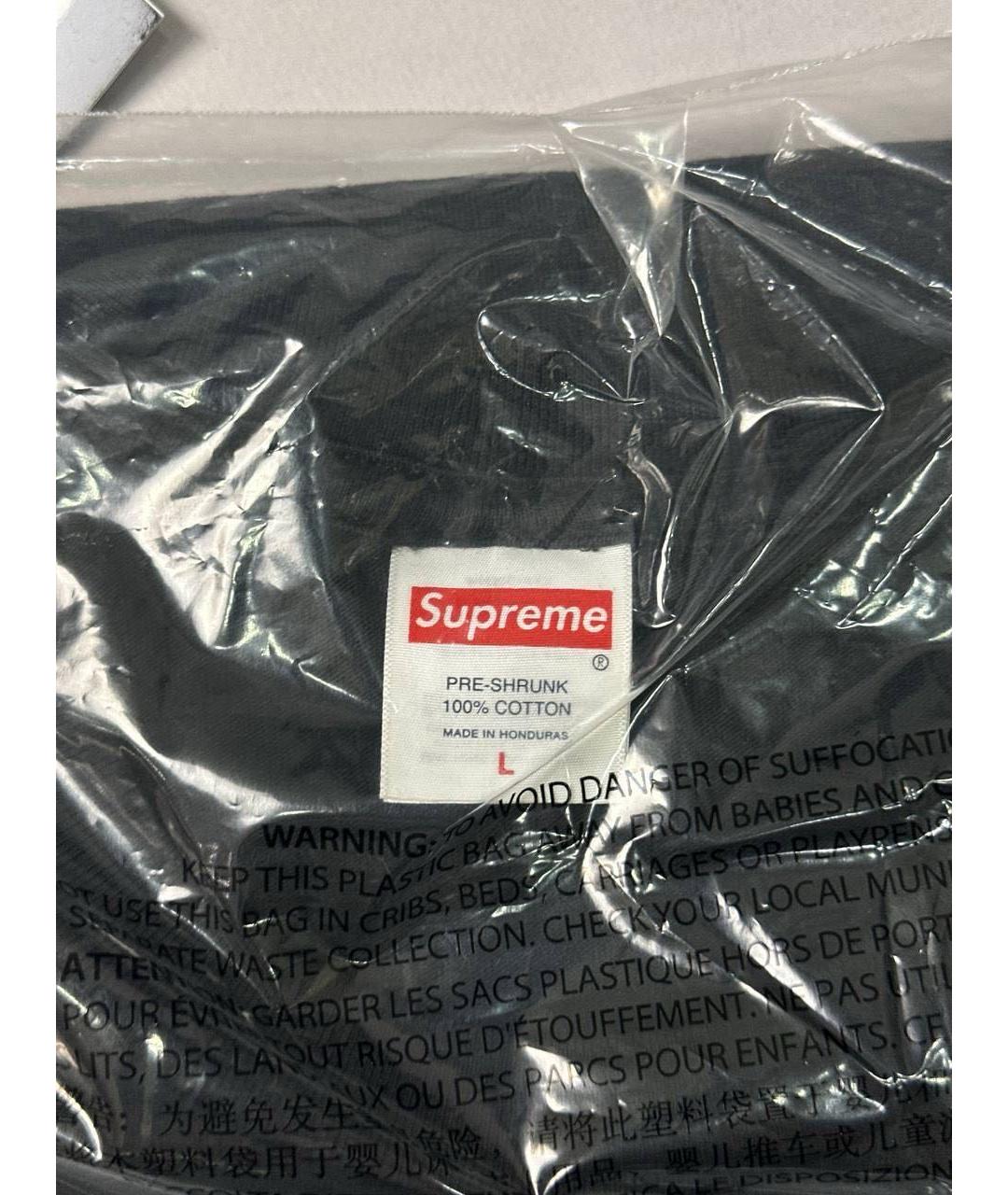 SUPREME Черная хлопковая футболка, фото 6