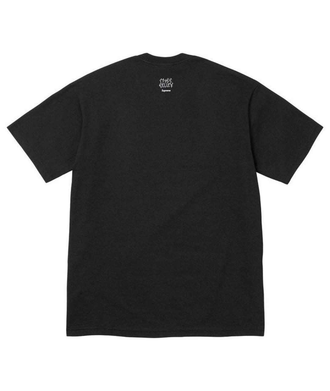 SUPREME Черная хлопковая футболка, фото 2