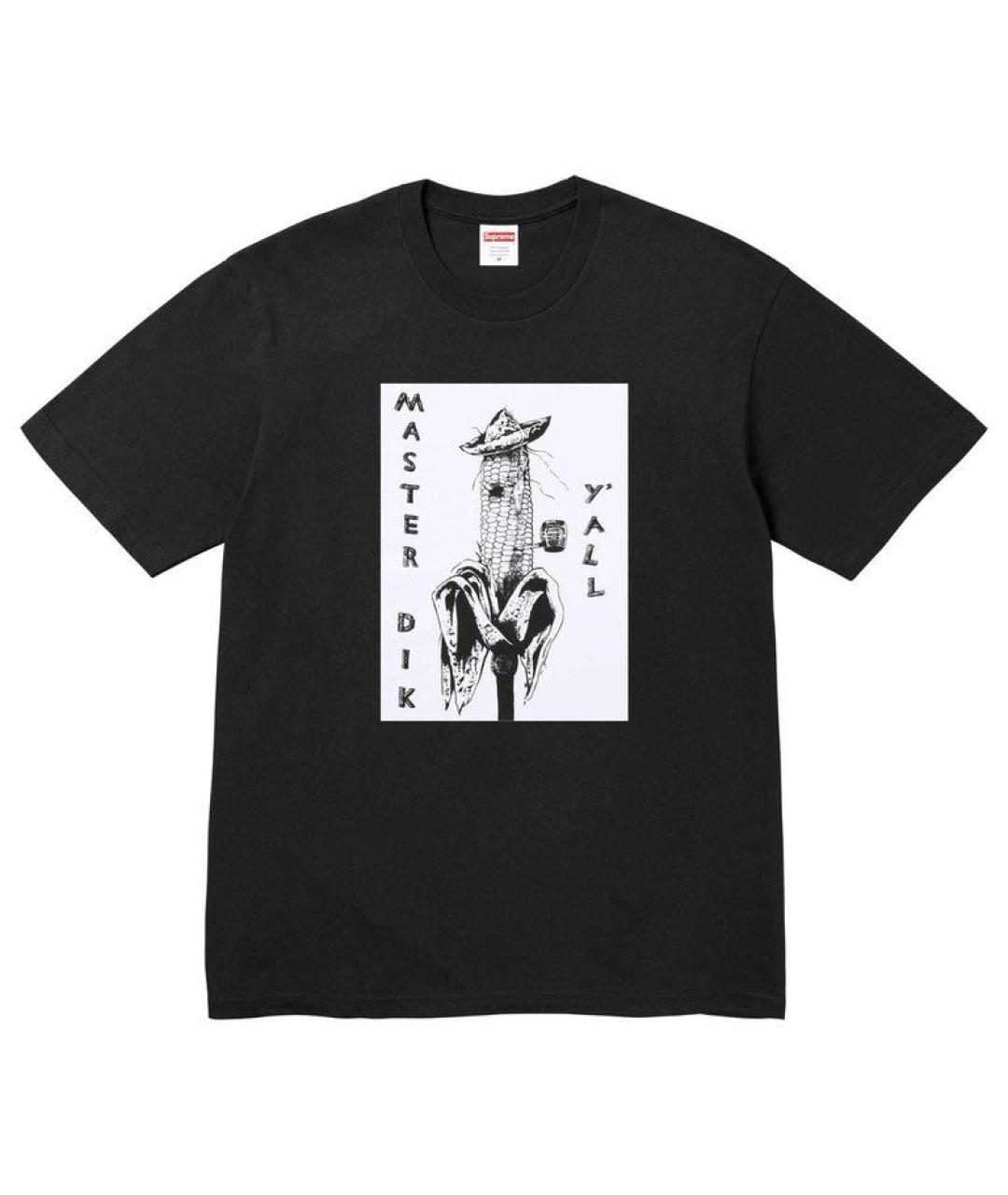 SUPREME Черная хлопковая футболка, фото 9