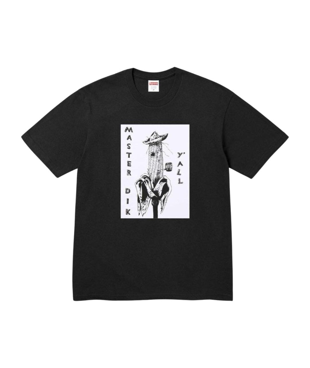 SUPREME Черная хлопковая футболка, фото 1